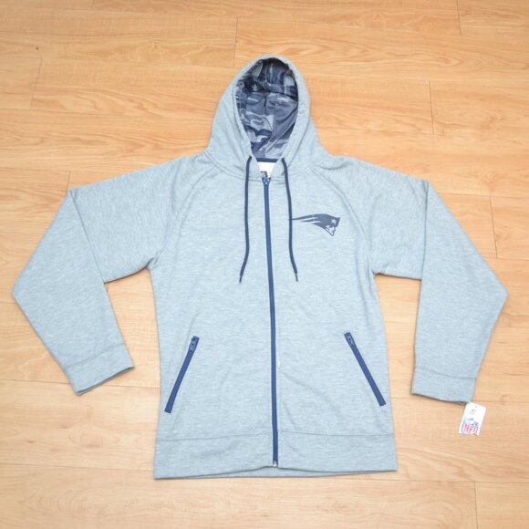 NFL New England Patriots Men's Full Zip Hooded Sweater BNWT SMALL - Picture 1 of 6
